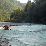 Peřejka na Tyrolské Ache 08/2025, 23 m3/s Hutte