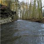 Před Chábory za stavu 3,3 m3/s v Cháborech, 6.1.2018