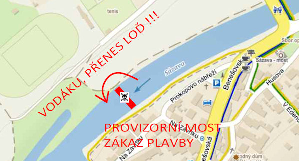 Mapa s přenášením provizorního mostu Mapa s přenášením provizorního mostu