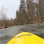 Před Dlugopole - Zdrój, 5.3.2019, 5,4 m3/s v Bystrzyca Klodska